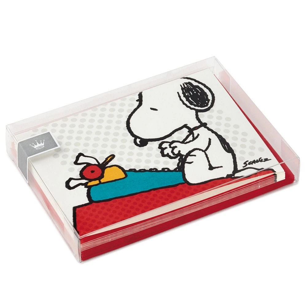 Cartes Peanuts sans texte – Snoopy et sa machine à écrire – Hallmark (10 cartes et enveloppes)