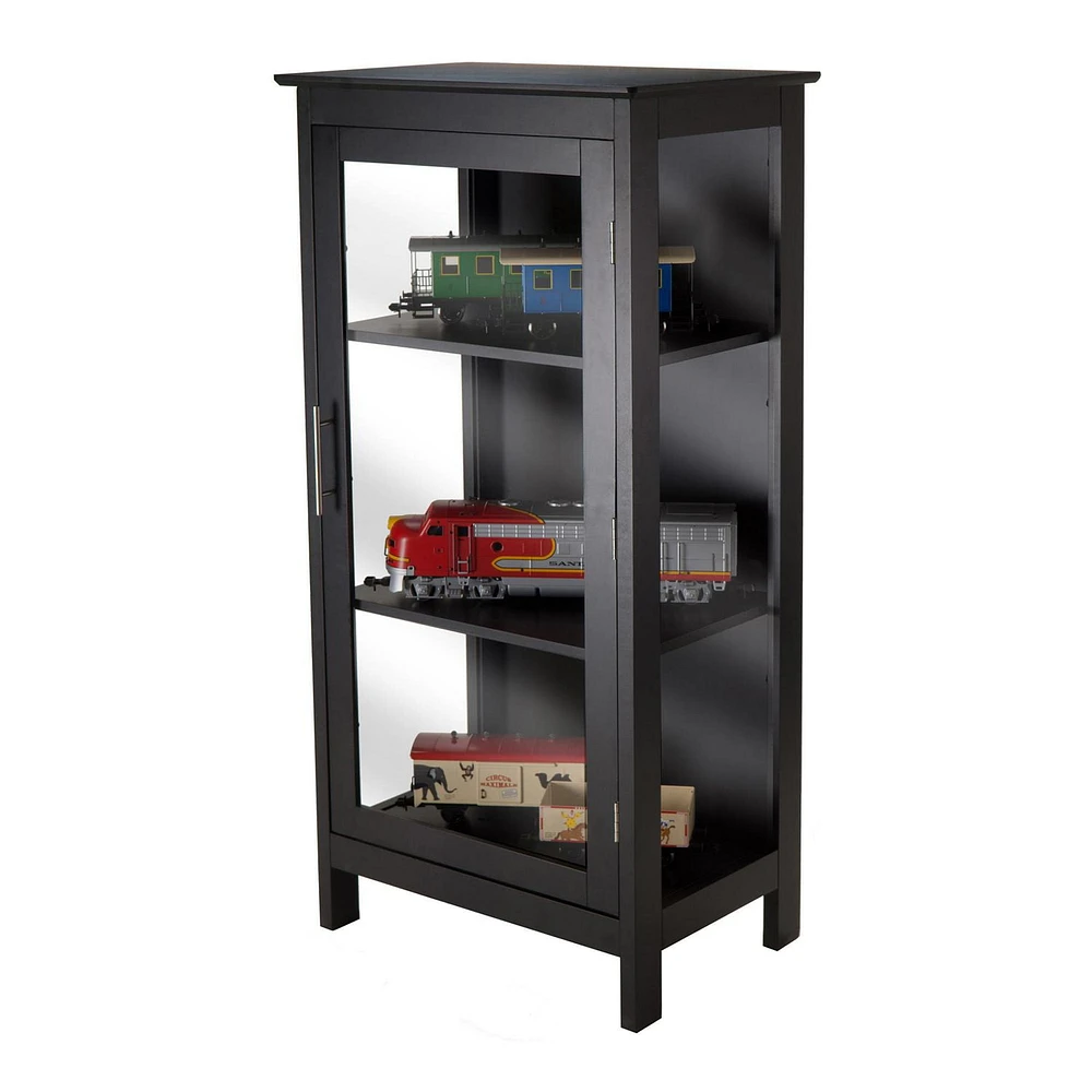 Winsome Poppy Display cabinet with Glass Door in Black Finish - 20523