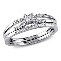 Ensemble nuptial Miabella avec diamants de coupe princesse et de coupe ronde 0,20 CT poids total en argent sterling