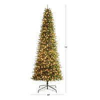 Holiday Time 12' Pre-lit Rockford Sure-lit Pole Slim Pine Tree, Green