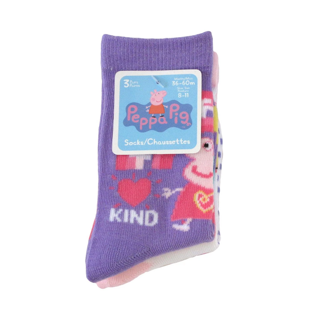 Mi-chaussettes Peppa Pig pour filles en paq. de 3