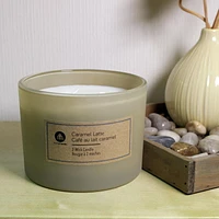 Hometrends 12oz CARAMEL LATTE Scented 2-wick Frosted Jar Candle, 12oz fragranced candle