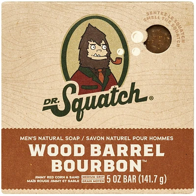 Dr. Squatch Natural Bar Soap Wood Barrel Bourbon, Weight 141.7 g
