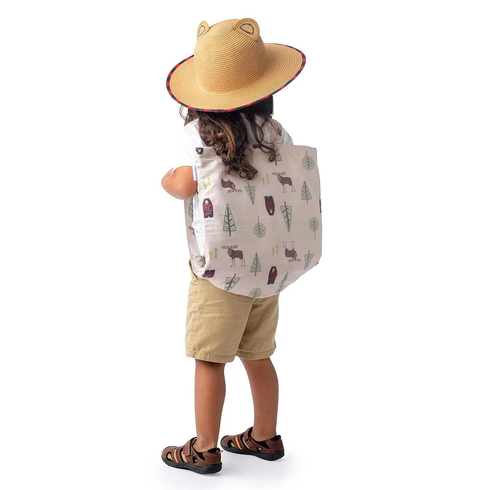 FlapJackKids - Kids Lifeguard Straw Hat - Bear - Wide Brim Sun Hat - UPF 50+