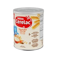Céréales bébés CERELAC Miel, blé, lait, source de fer et d’éléments nutritifs essentiels, végétarien, sans additifs, Halal Correct, contenant recyclable, refermable 400 g