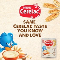 Céréales bébés CERELAC Miel, blé, lait, source de fer et d’éléments nutritifs essentiels, végétarien, sans additifs, Halal Correct, contenant recyclable, refermable 400 g