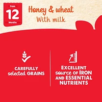Céréales bébés CERELAC Miel, blé, lait, source de fer et d’éléments nutritifs essentiels, végétarien, sans additifs, Halal Correct, contenant recyclable, refermable 400 g