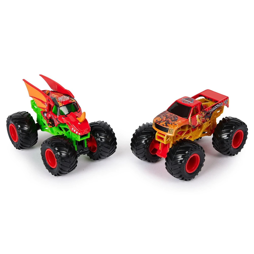 Monster Jam, Official Bakugan Dragonoid Vs. Bakugan Dragonoid Die-Cast Monster Trucks, 1:64 Scale, Kids Toys for Boys Ages 3 and up