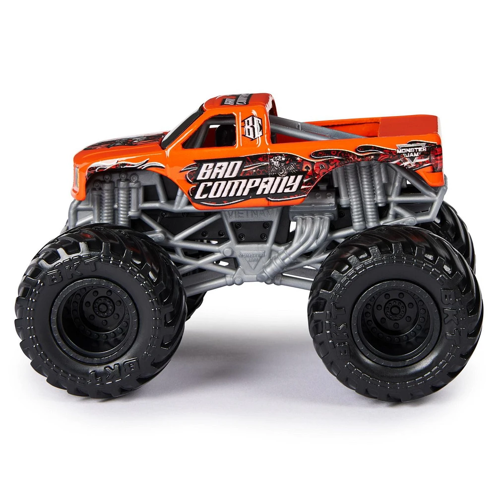 Monster Jam, Official Earth Shaker Vs. Bad Company Die-Cast Monster Trucks, 1:64 Scale, Kids Toys for Boys Ages 3 and up