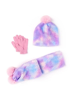 Chapeau sherpa doux au sucre arc-en-ciel, écharpe et ensemble de gants