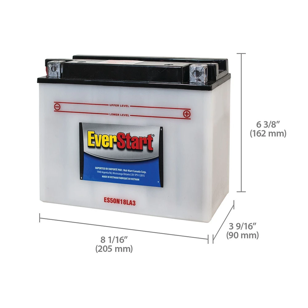 EverStart POWERSPORT ES50N18LA3, 12 Volt, Power Sports Battery, 260 CCA, Everstart, Power Sports Battery