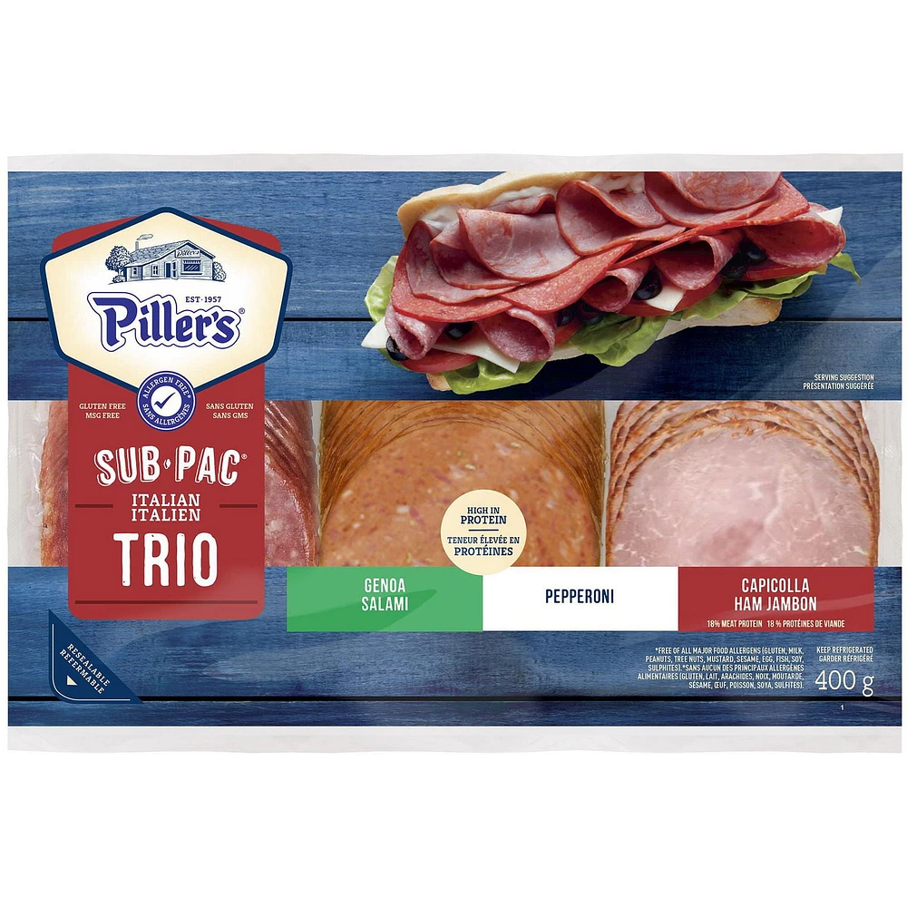 Piller's Sub Pac Italian Trio (Pepperoni, Genoa Salami, Ham Capicolla)