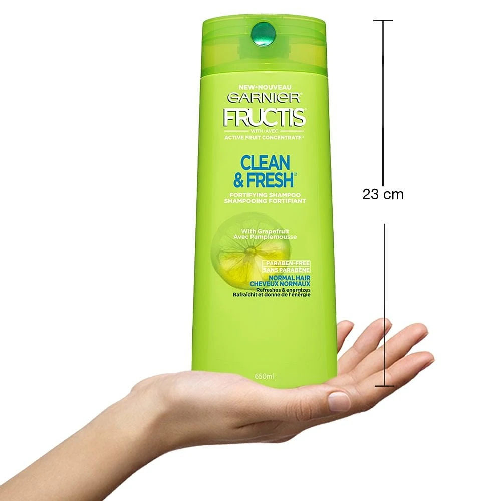 Garnier Fructis, Clean & Fresh Shampoo, Lightweight, Silicone Free, 650 mL