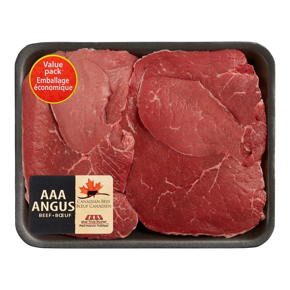 Pointes de surlonge de bœuf Mon marché fraîcheur en emballage économique, 2-3 biftecks, Bœuf Angus AAA, 0,67 - 0,95 kg