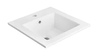 American Imaginations 59-in. W Floor Mount White Vanity Set For 3H8-in. Drilling Beige Top Biscuit UM Sink AI-24153