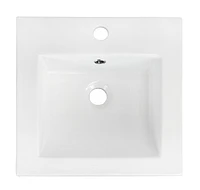 American Imaginations 59-in. W Floor Mount White Vanity Set For 3H8-in. Drilling Beige Top Biscuit UM Sink AI-24153