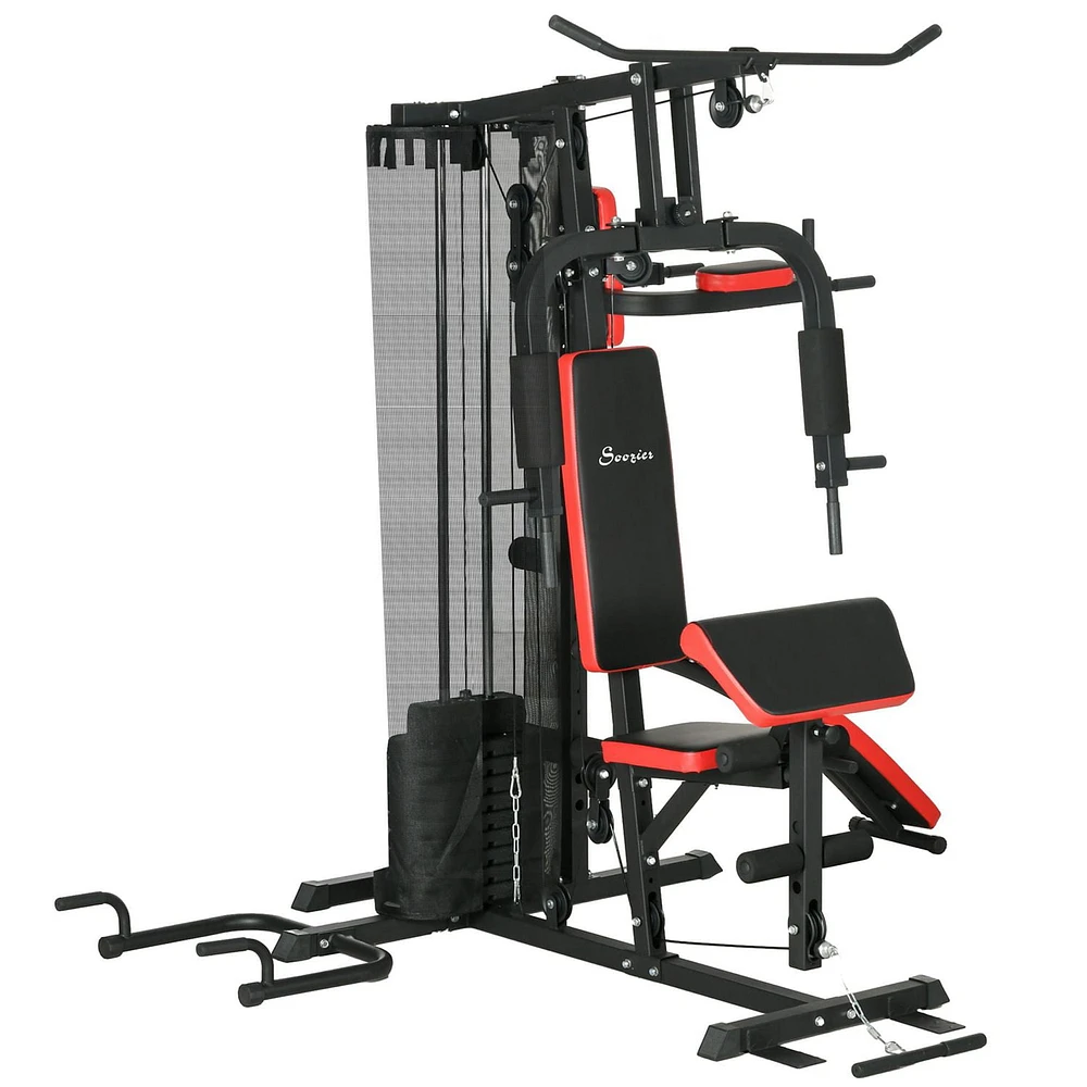 Soozier Multi Home Gym Equipment, Workout Station with 99lbs Weight Stack