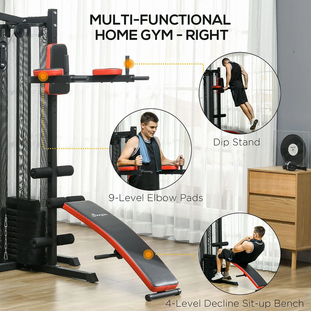 Soozier Multi Home Gym Equipment, Workout Station with 99lbs Weight Stack