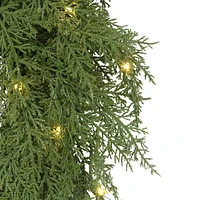 Holiday Time 24" Pre-Lit Natural Feel Cedar Wreath, Green, 80 branch tips; LED lights