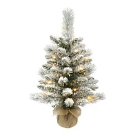 Holiday Time 2' Pre-lit Flocked Small Tree, Green