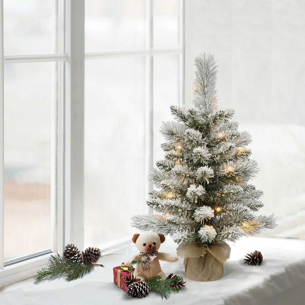 Holiday Time 2' Pre-lit Flocked Small Tree, Green