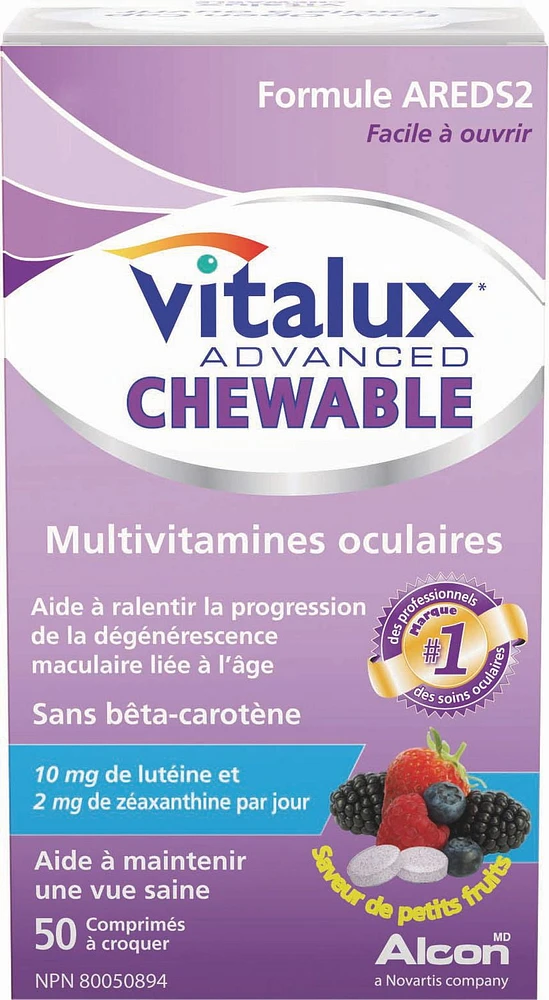 VITALUX® Advanced, Chewable Ocular Multivitamin, Macular Degeneration Supplement with AREDS 2, AMD, 50 Chewable Tablets