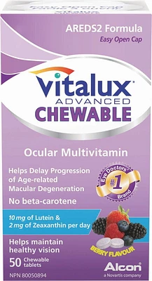 VITALUX® Advanced, Chewable Ocular Multivitamin, Macular Degeneration Supplement with AREDS 2, AMD, 50 Chewable Tablets