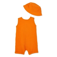 George Baby Boys' Crinkled Romper 2-Piece Set