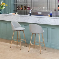 Homy Casa Contemporary Set of 2 Swivel UpholsteryCounter Height Bar Stool Oak Finished Metal Legs