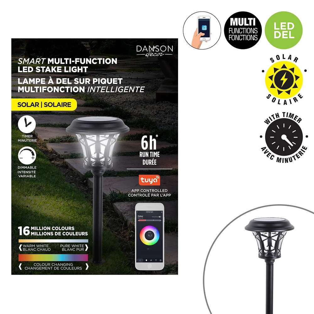 APP CONTROLLED SOLAR LED STAKE LIGHT,COLOUR-CHANGING WITH FUNCTIONS & WHITE OPTIONS