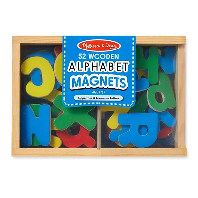 Melissa & Doug 52 Wooden Alphabet Magnets in a Box - Uppercase and Lowercase Letters - FSC Certified