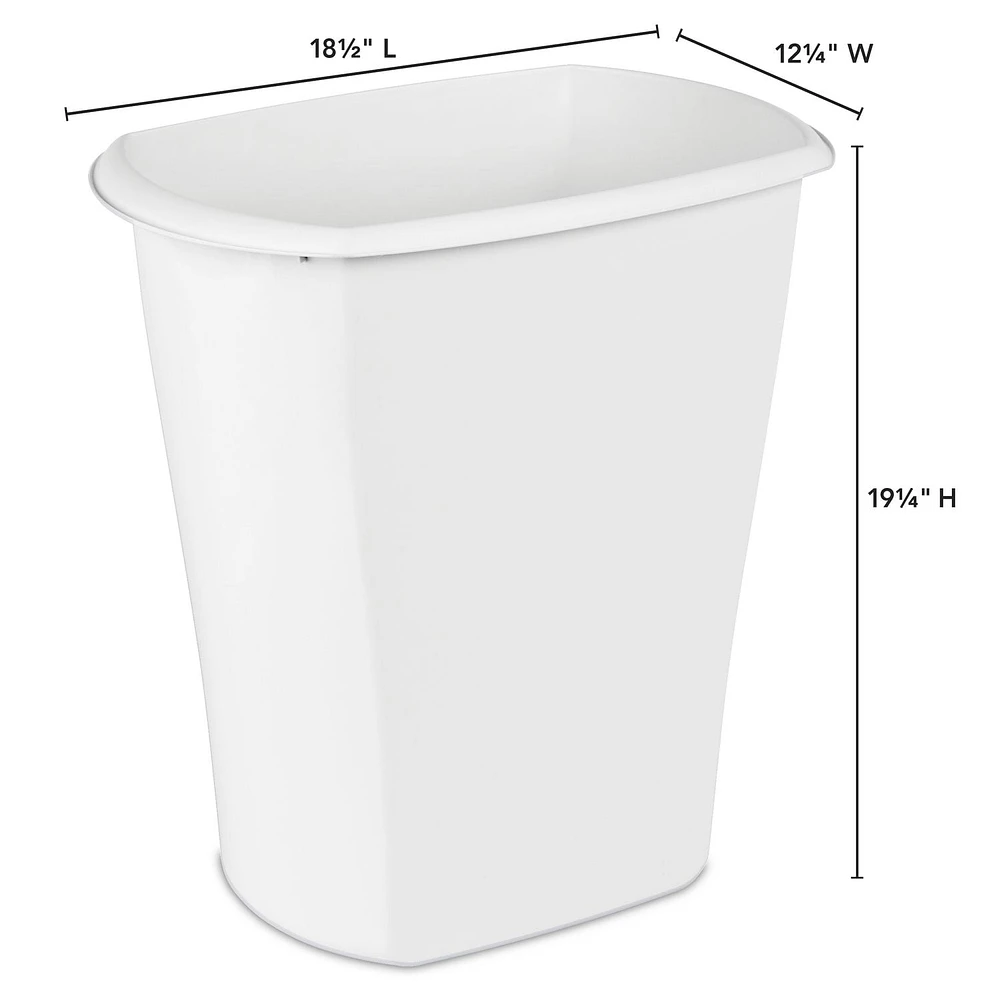 Sterilite 38 Liter Rectangular White Wastebasket, 38 Liter