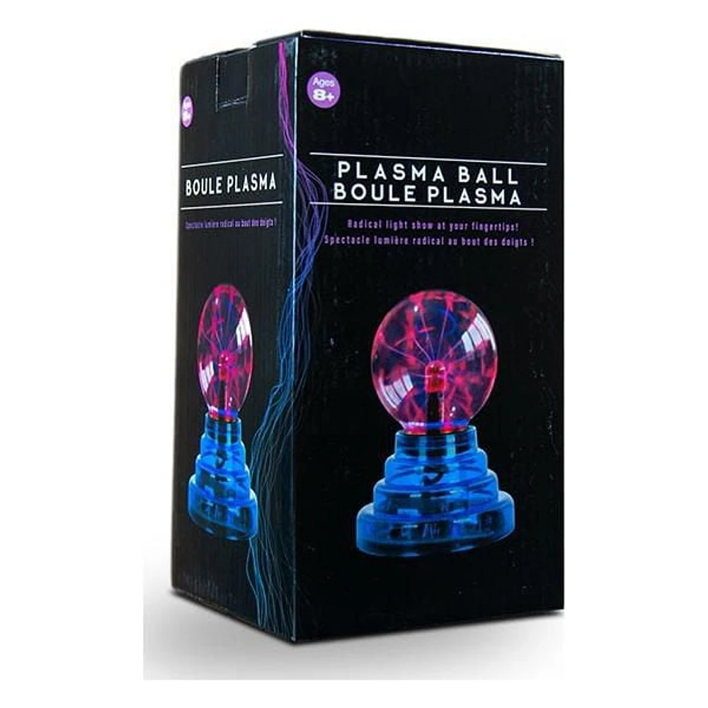 Tradeopia Interactive 3.5″ Plasma Ball – Purple with Blue Base, Responsive to Sound and Sensitive to Touch