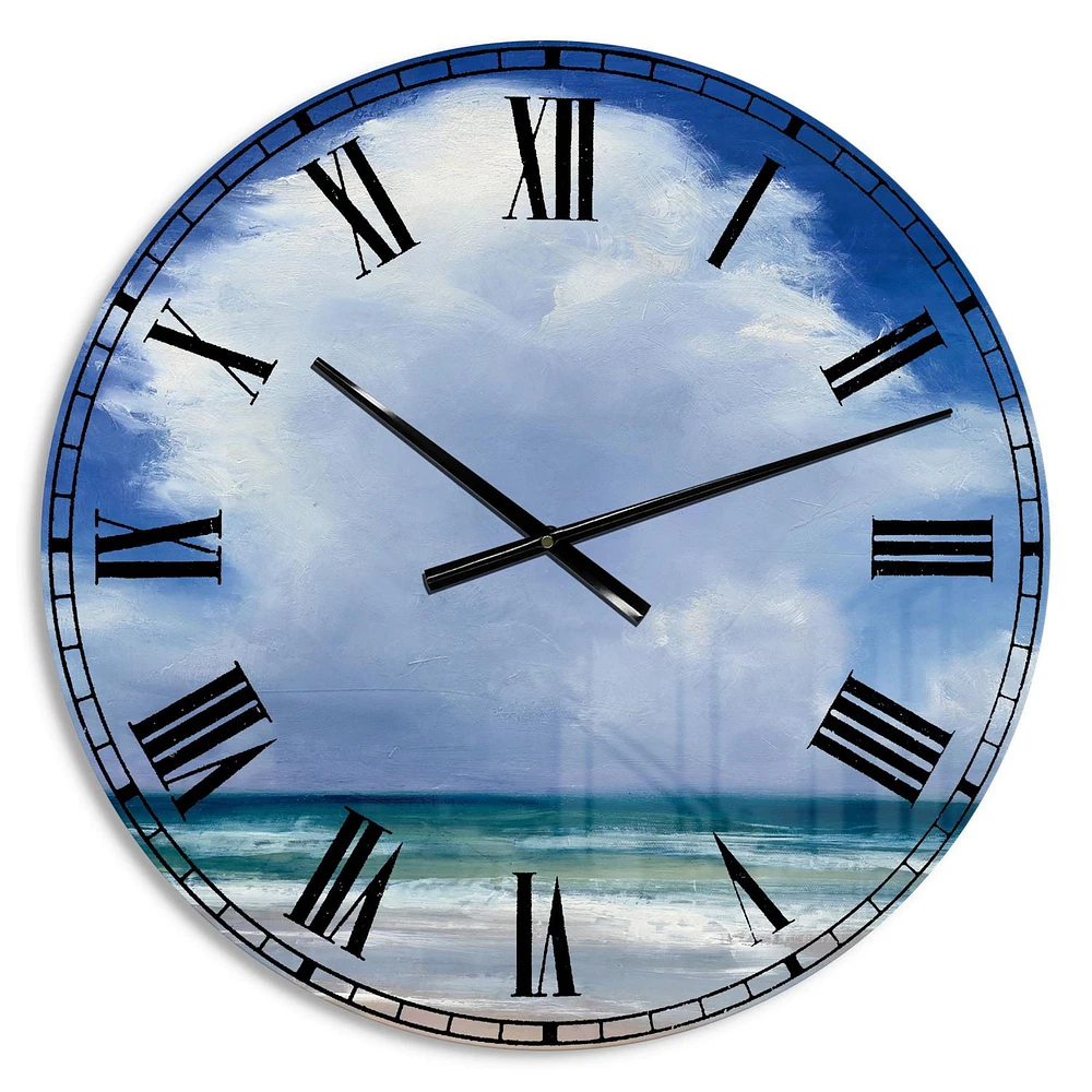 Designart 'Beach Clouds II' Traditional wall clock