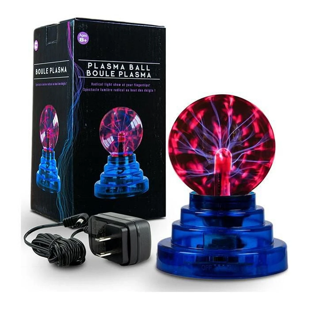 Tradeopia Interactive 3.5″ Plasma Ball – Purple with Blue Base, Responsive to Sound and Sensitive to Touch