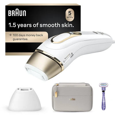 Braun IPL Silk-Expert Pro 5 Laser Hair Removal at Home, Permanent Hair Reduction for Women and Men, Holidays Gifts with Premium Pouch, Venus Razor, 2 Attachment Heads, PL5157