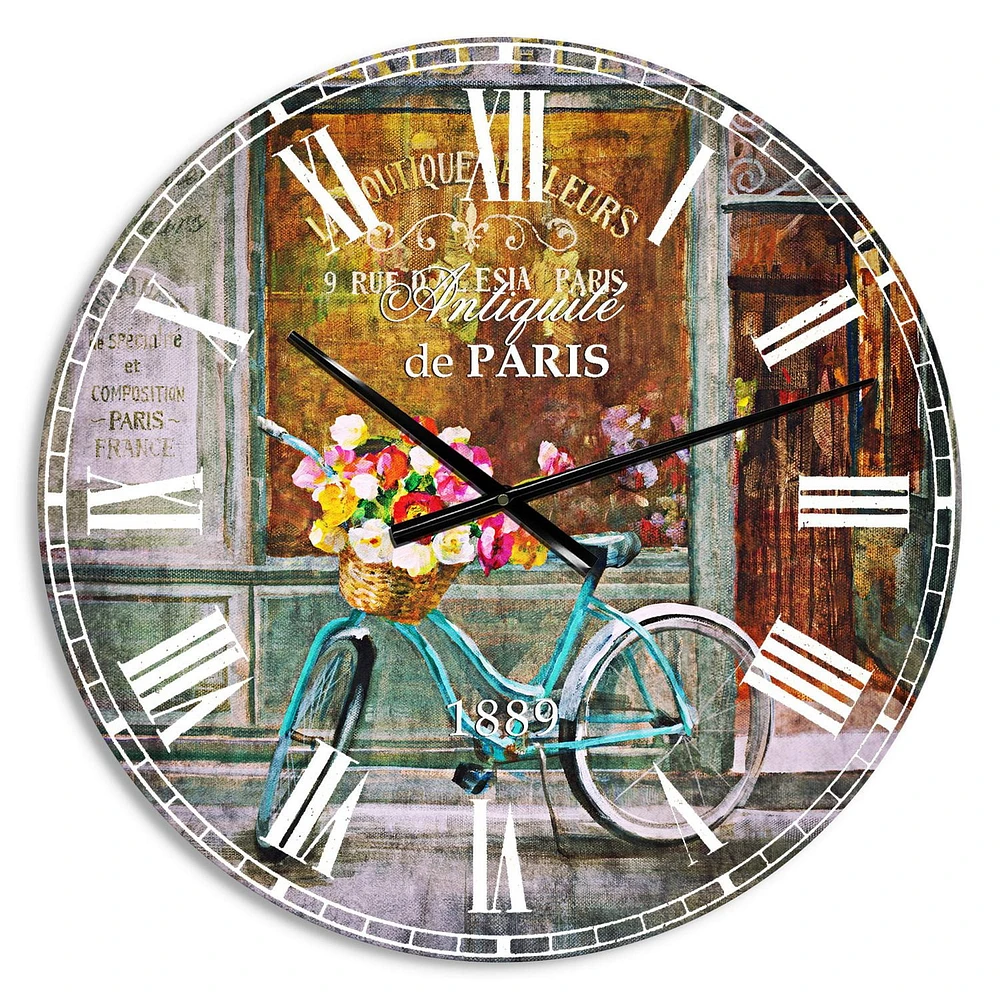 Designart 'Paris French Flowershop ' Traditional wall clock