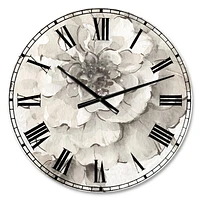 Designart 'Indigold Grey Peonies I' Traditional wall clock