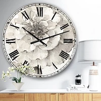 Designart 'Indigold Grey Peonies I' Traditional wall clock