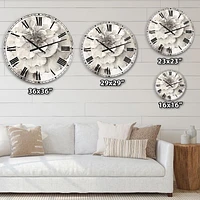 Designart 'Indigold Grey Peonies I' Traditional wall clock