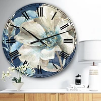 Designart 'Indigold Watercolor Flower I' Traditional wall clock