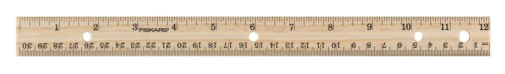 FISKARS 12IN WOOD RULER, 12IN WOOD