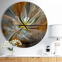 Designart 'Symmetrical Yellow Fractal Flower ' Modern wall clock