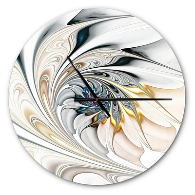 Designart 'White Stained Glass Floral Art ' Modern wall clock