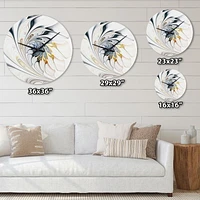 Designart 'White Stained Glass Floral Art ' Modern wall clock