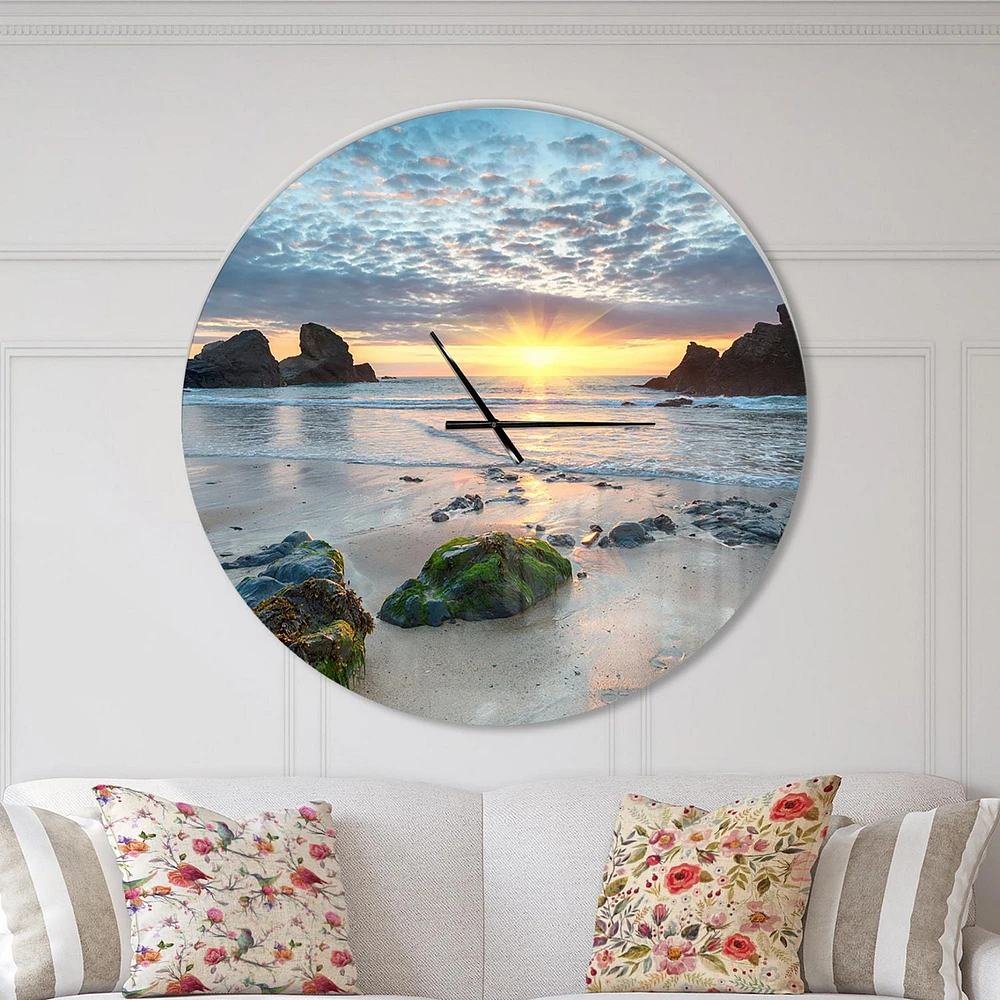 Designart 'Beautiful Porthcothan Bay ' Modern wall clock