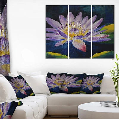 Design Art Purple Lotus Flower Canvas Print