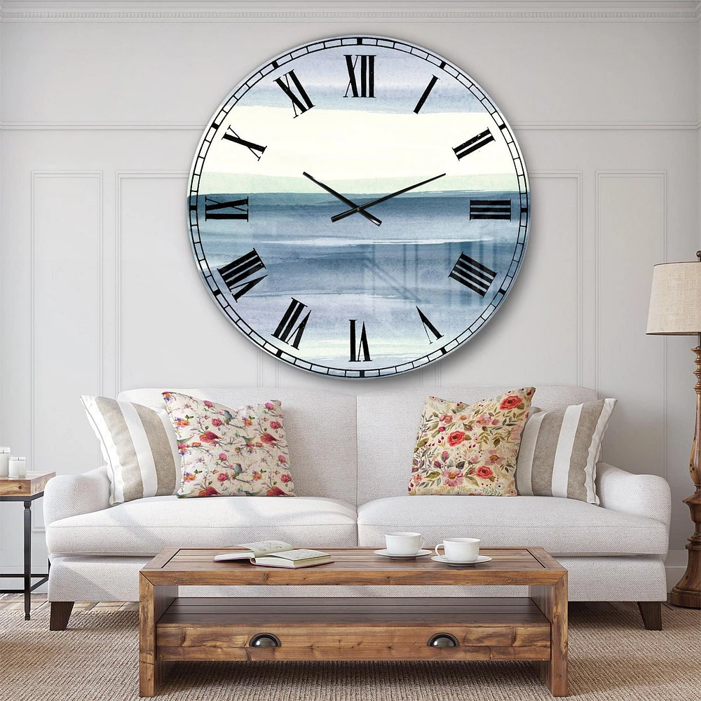 Designart 'Mint Indigo Dawn I' Farmhouse wall clock