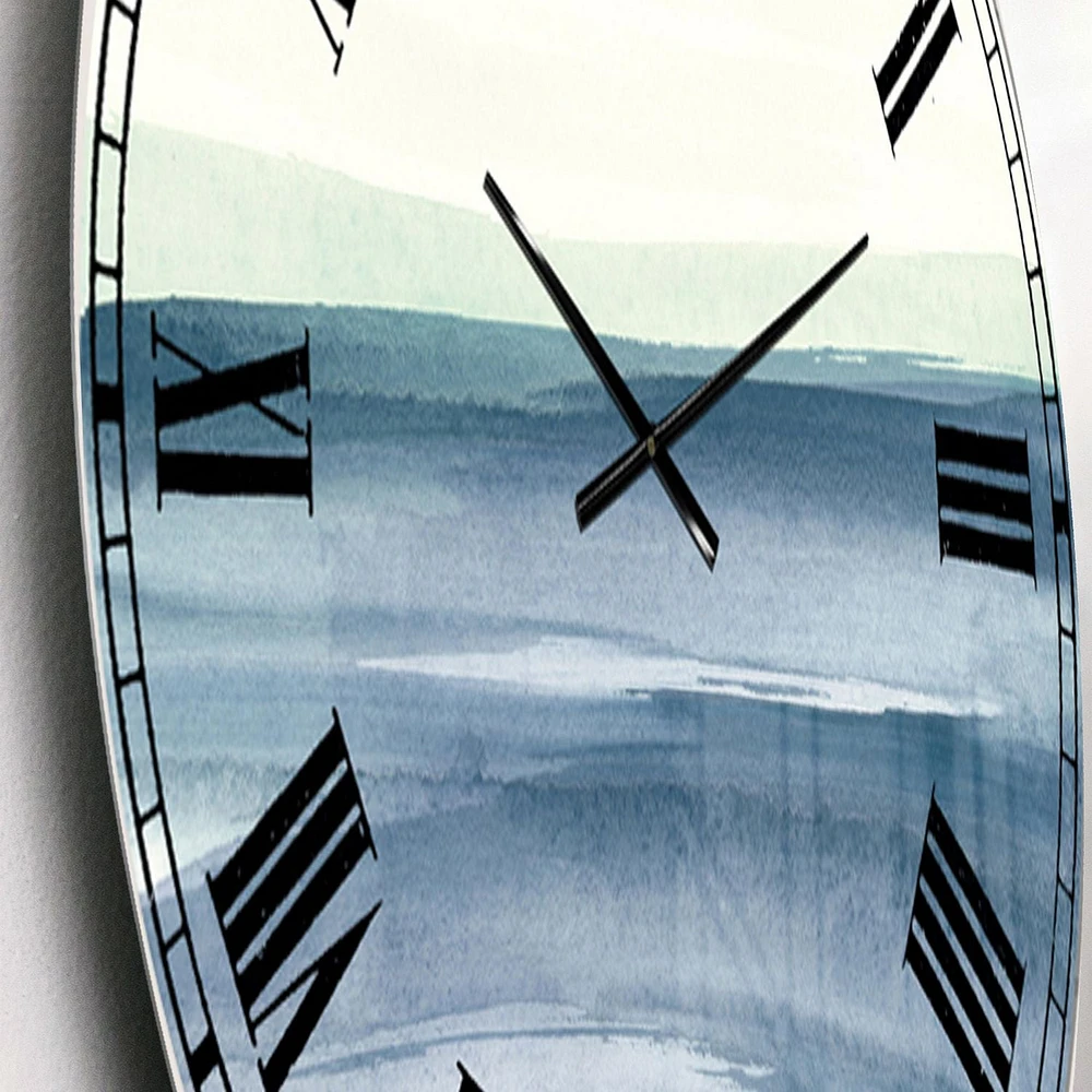 Designart 'Mint Indigo Dawn I' Farmhouse wall clock