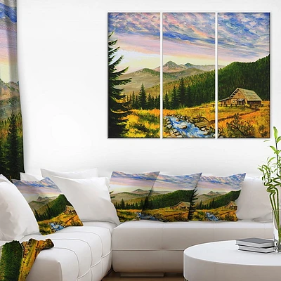 Design Art Sunset in Mountains Canvas Print